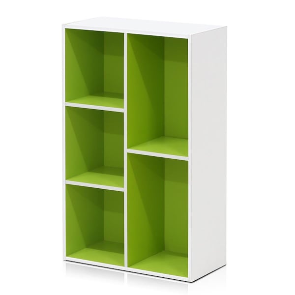 Highkey 11069WH-GR 5-Cube Reversible Open ShelfWhite & Green LR377087 - main